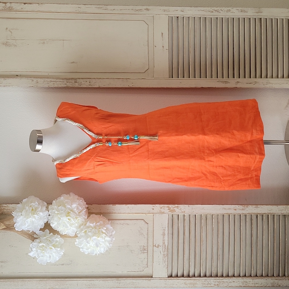 Derhy Orange tassel dress women's size large